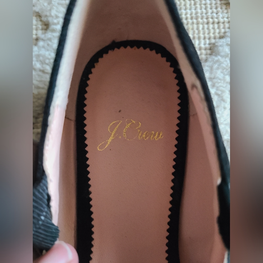 J.Crew Marina Black Suede Criss Cross Ballet Flats Rhinestones & Pearls Size 7 - Picture 9 of 9